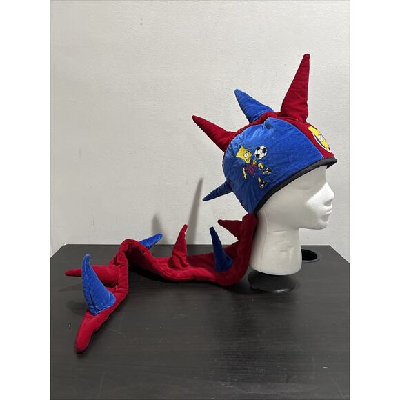 Vintage Bart Simpson Plush Spiked Dragon Tail Hat Red Blue Cosplay Costume Cap - Picture 1 of 12